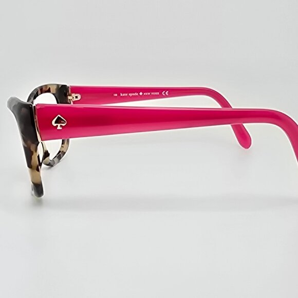 Kate Spade Johanna Camel Tortoise Neon Pink Cat Eye Sunglasses Frame 53-17-135 - Picture 3 of 13
